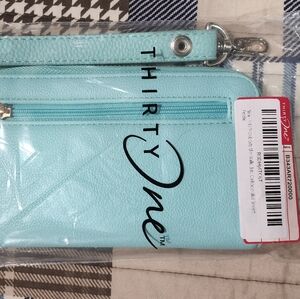 New, Carribean Blue Thirty-One Slim Wallet And Smooth Pebble Wristlet